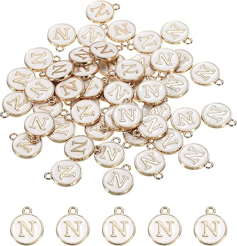 Miniatura 8 de MECCANIXITY Colgante de letras del alfabeto de doble cara, para collar, pulsera, aretes, joyería