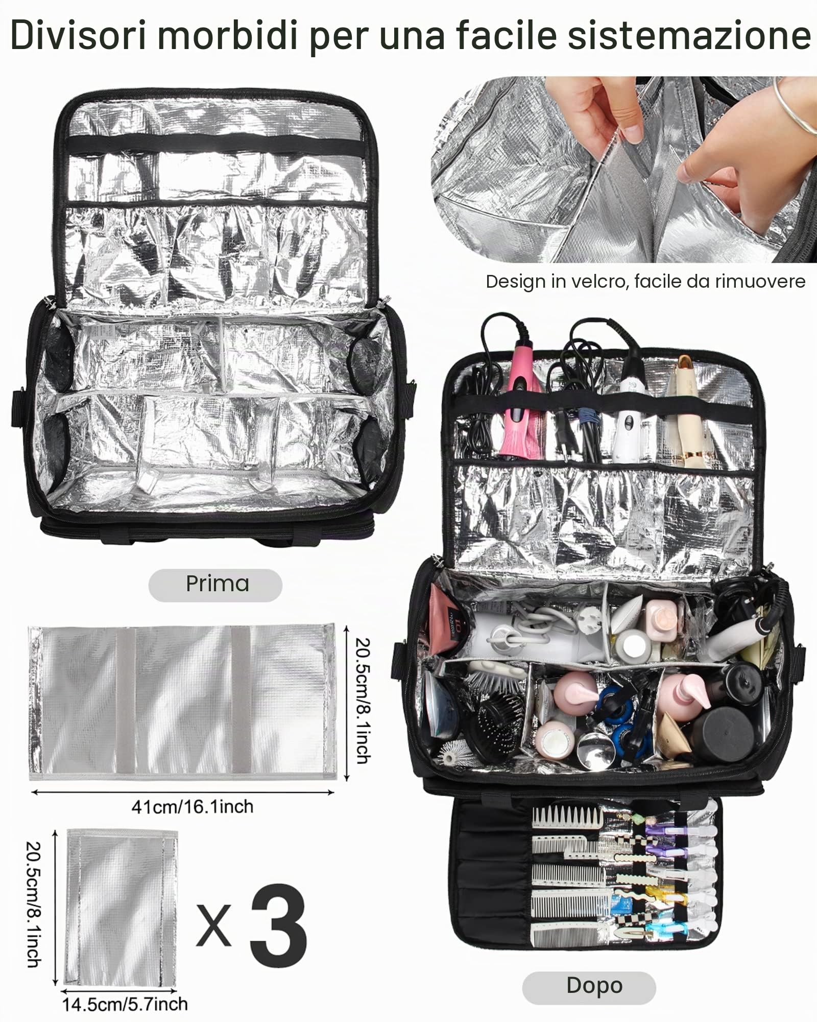 Borsa professionale da parrucchiere grande – Heatproof Makeup & Hair Tool Zaino per curling parrucchiere