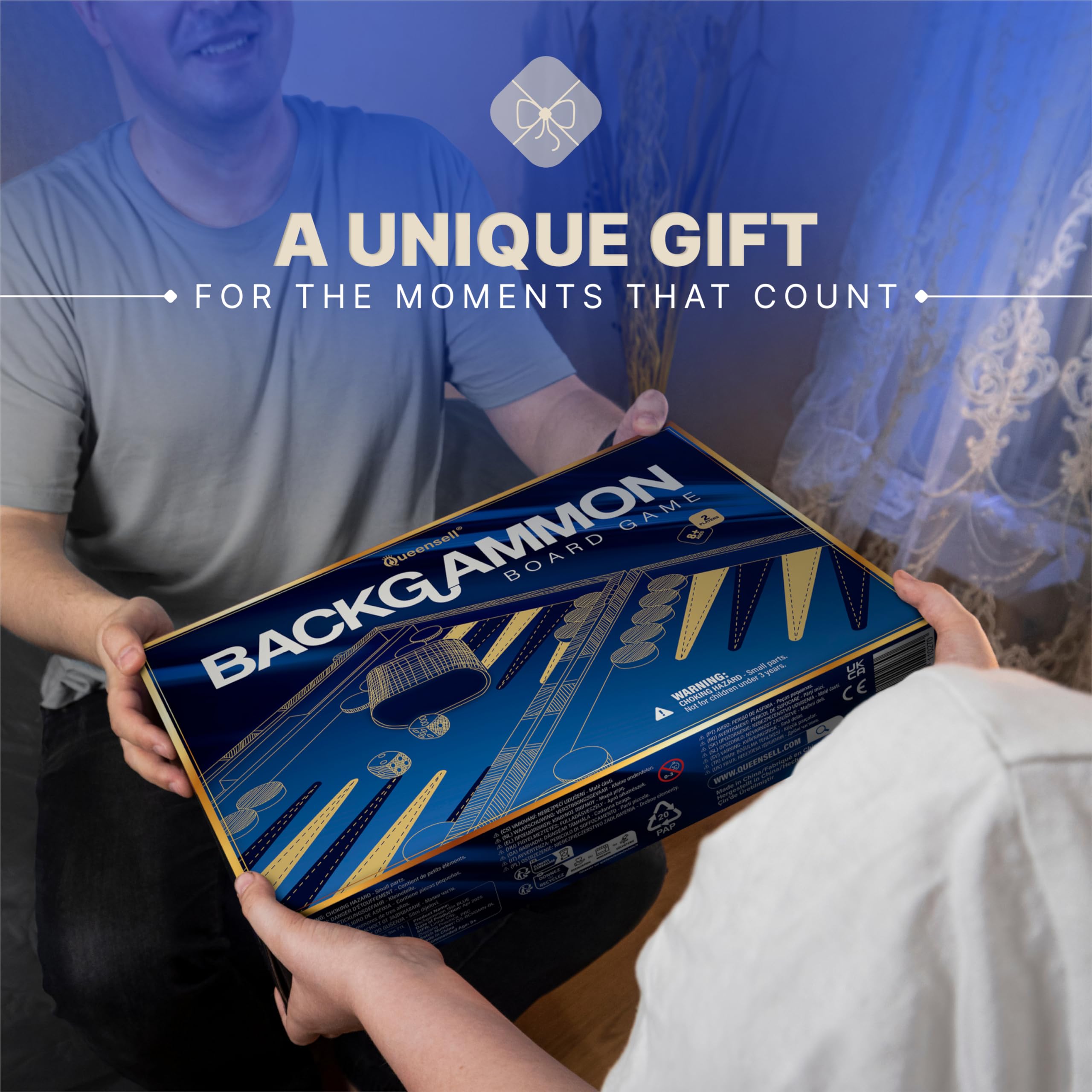 Zestaw do gry w backgammon dla dorosłych – 38 cm, gra planszowa ze skóry PU, klasyczny zestaw dla 2 graczy, 32 klocki, kostkami i kubkami