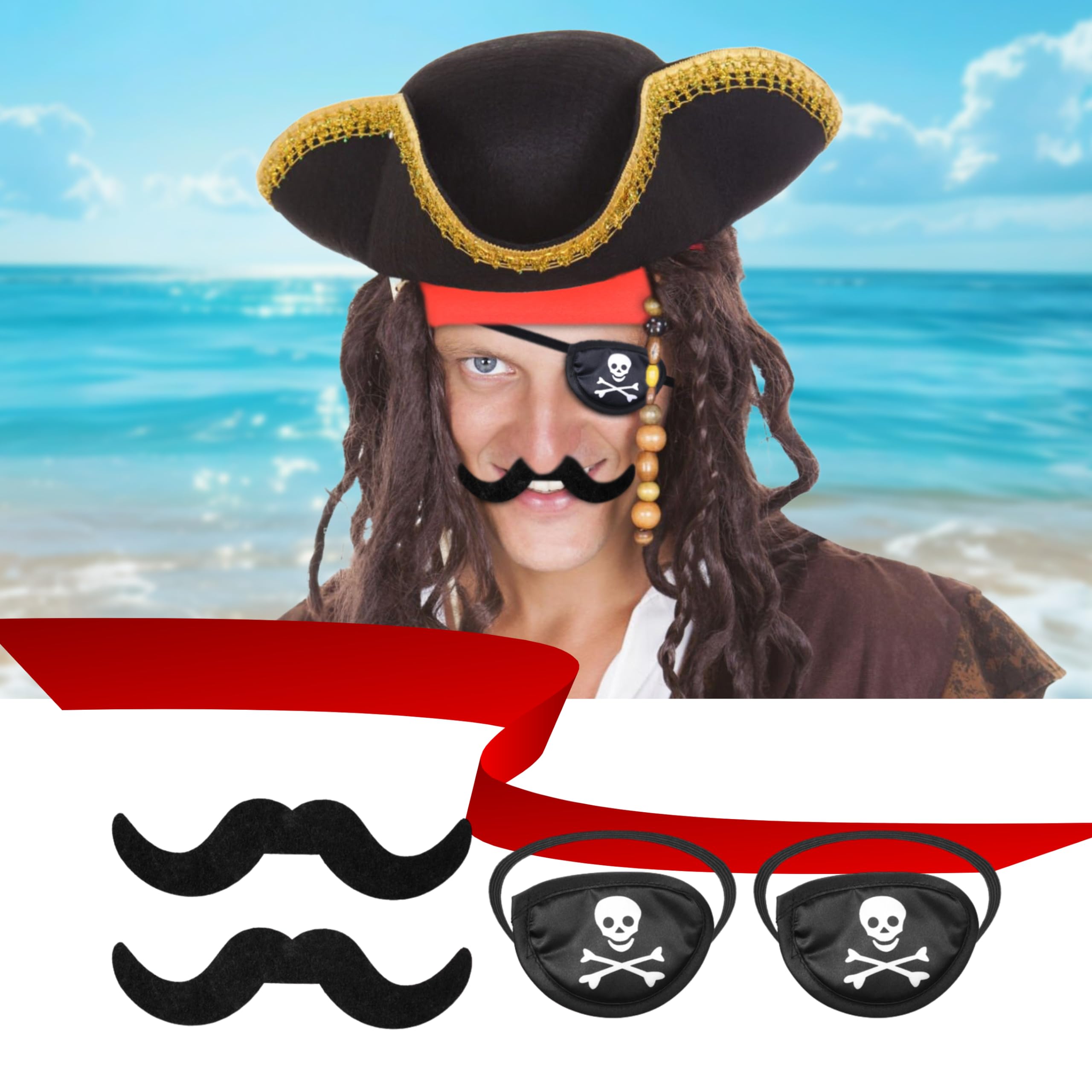 Ensemble Accessoires Pirate 6 Pièces - Chapeau, Cache-Œil, Épée Et Plus Pour Halloween, Fêtes à Thème Et Cosplay