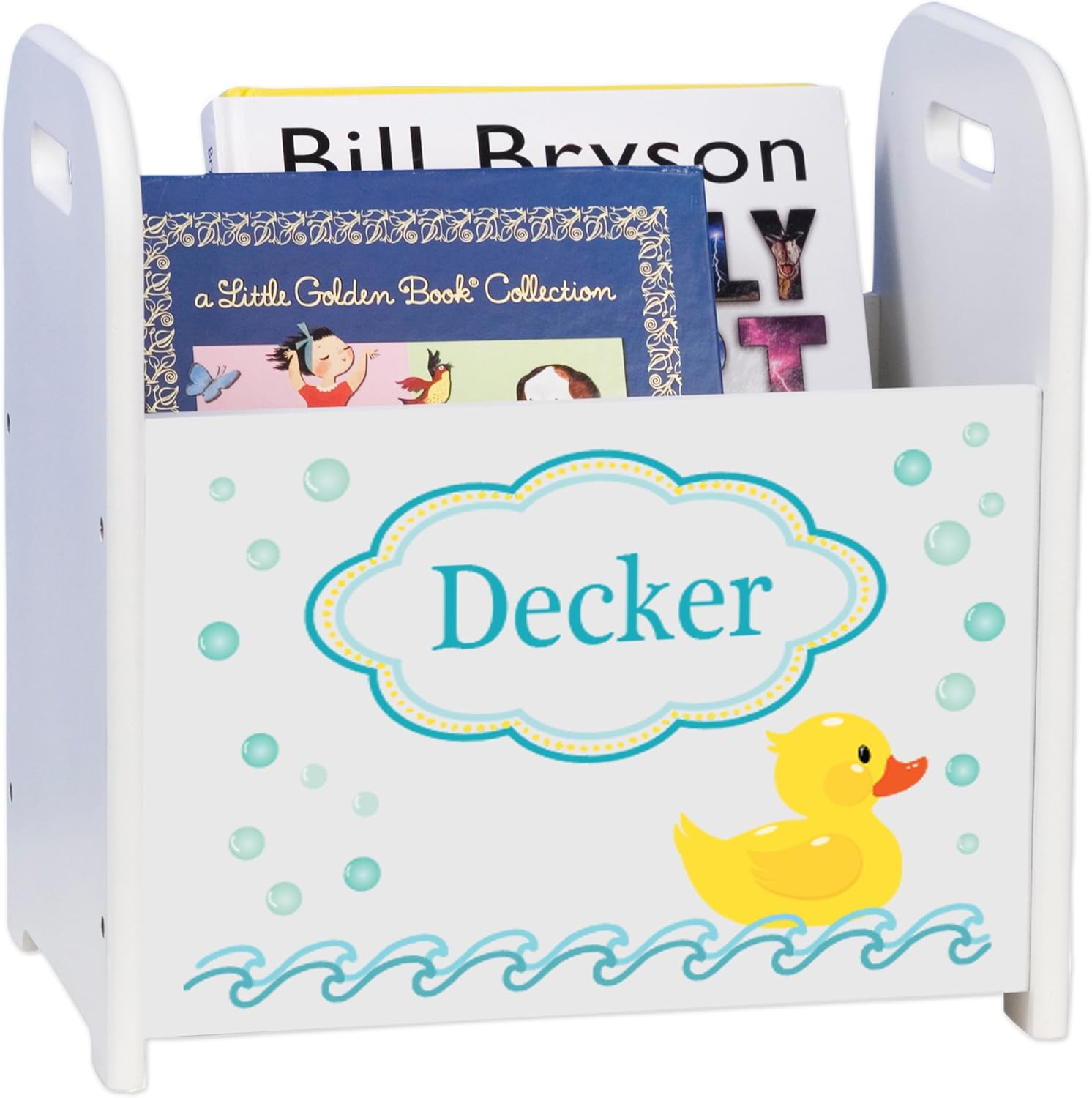 My Bambino Personalized Rubber Ducky White Book Caddy and Rack