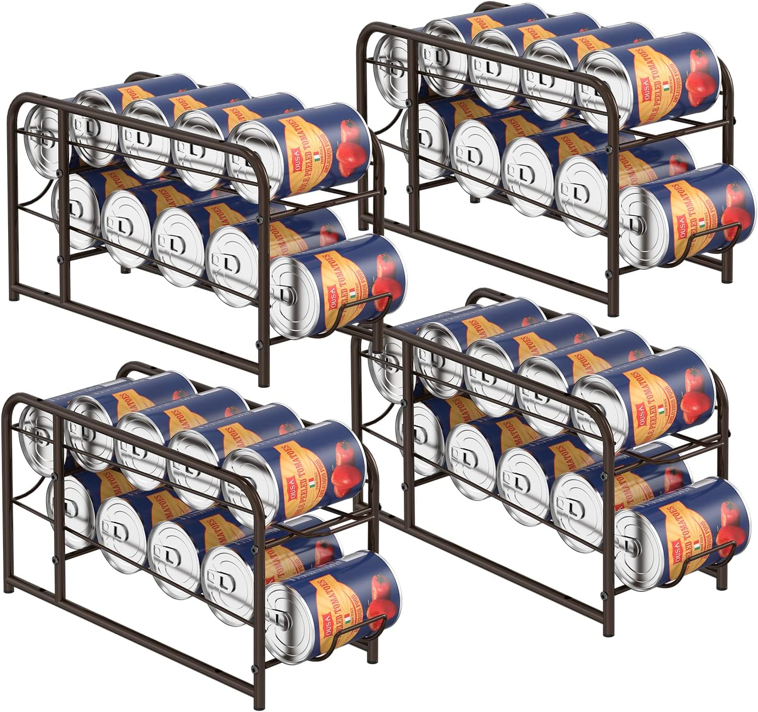 4 Pack Can Organizer for Pantry Stackable Can Dispenser Rack for Canned