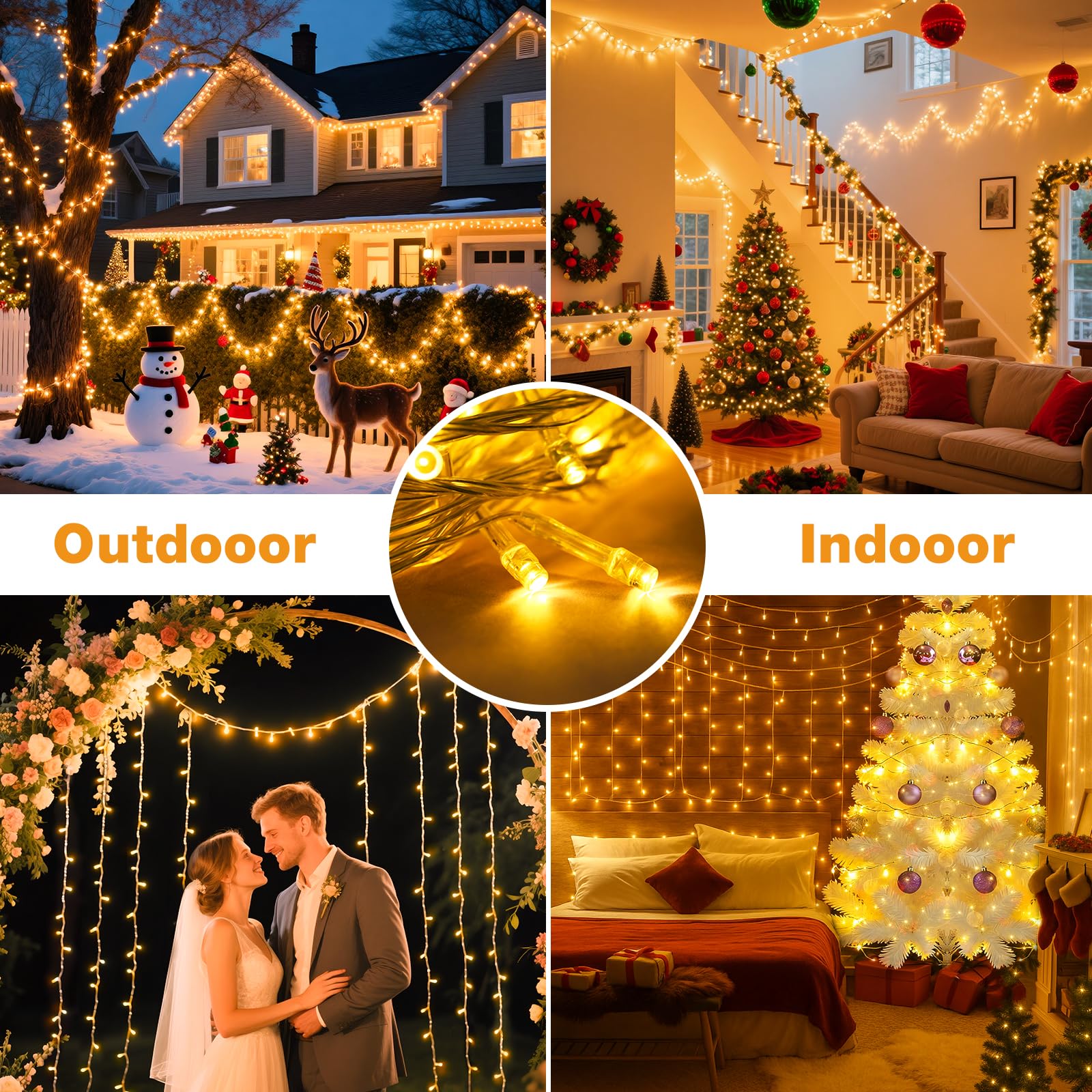 btfarm Guirlande Lumineuse Intérieur Extérieur avec Télécommande, 40M 400 LED Guirlande Lumineuse Sapin Decoration 8 Modes Étanche IP65 pour Chambre Fête Jardin (Blanc Chaud)
