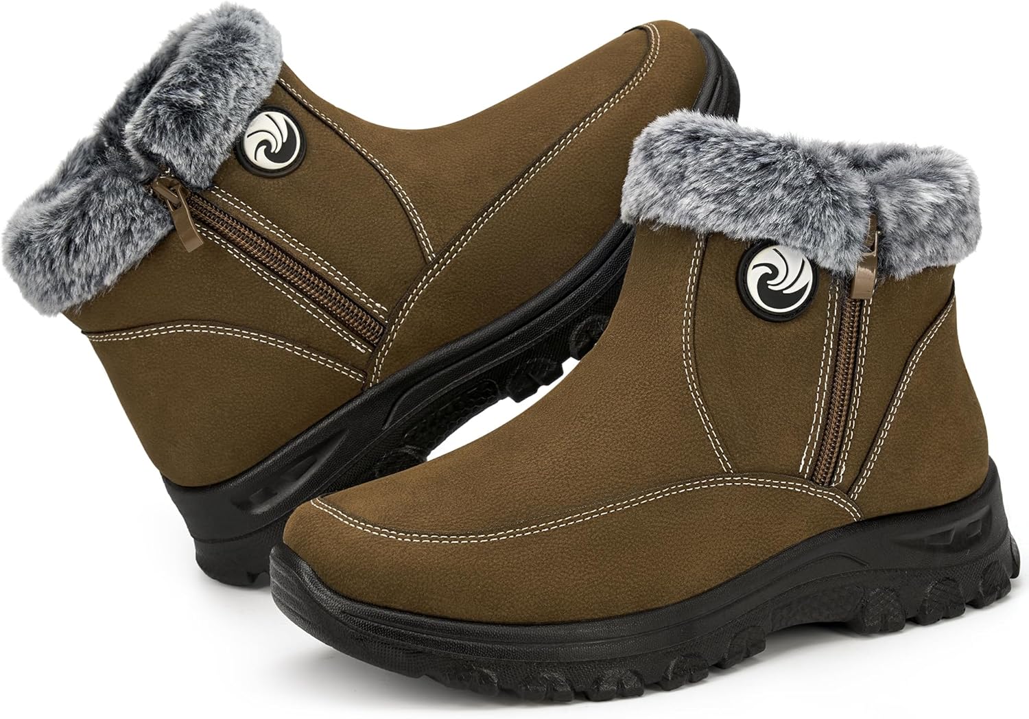 Snow Boots for Women Winter 2026: Warm Fur Lined Ankle Booties Comfortable Outdoor Walking Shoes with Zipper