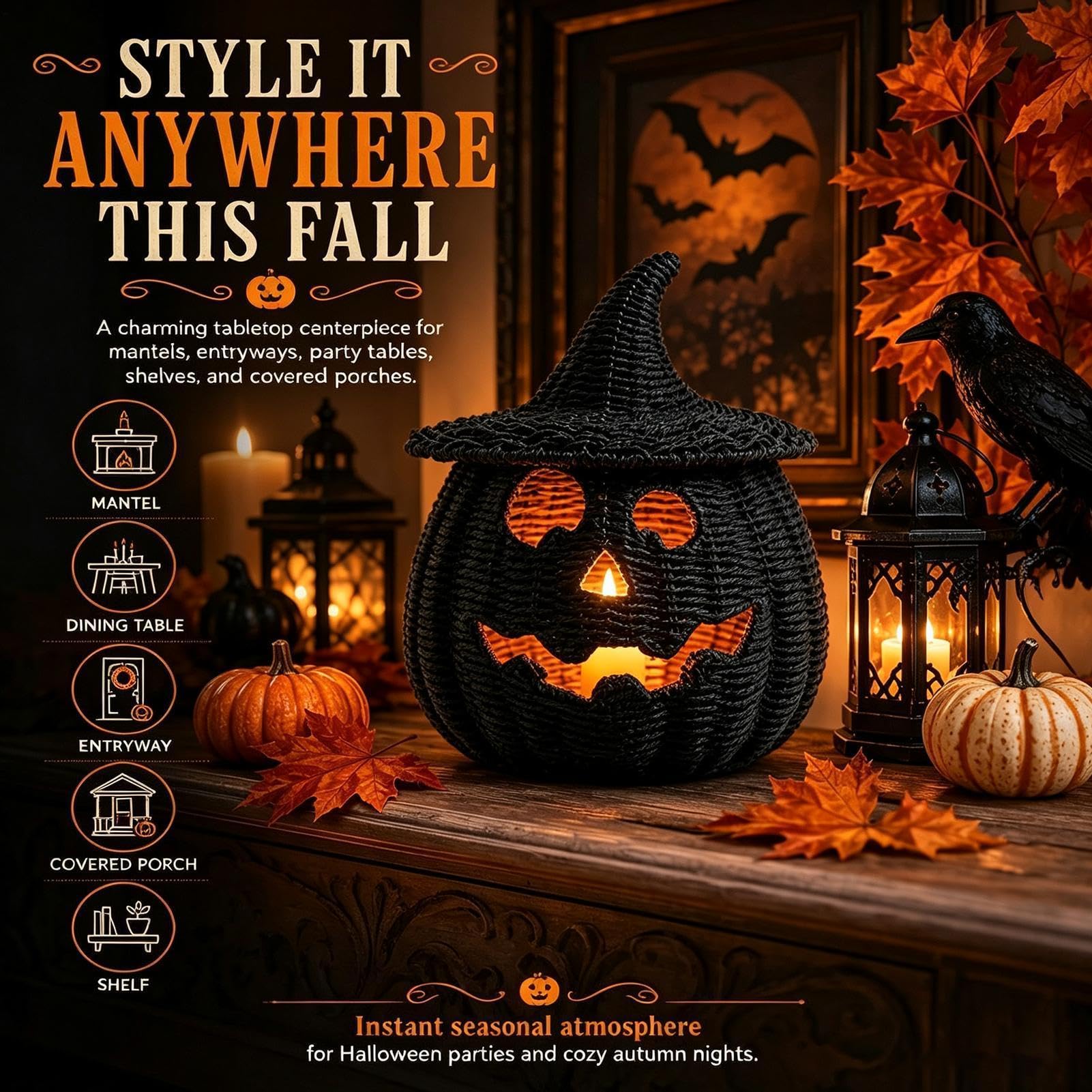 Geflochtener Halloween-Kürbis LED-Kerze Halloween-Aufbewahrungsbox