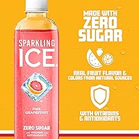 Vista 4 de Sparkling Ice, Toronja Rosa. Agua con gas, con antioxidantes y vitaminas, cero azúcar. Botellas de 17 oz (Paquete de 12).