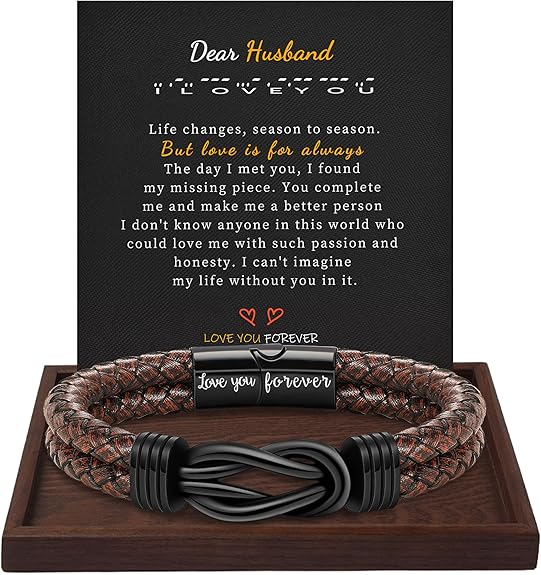 Gifts for Men Leather Bracelet Brown Braided Forever I Love You Gifts for Him Infinity Cuff Bracelets Birthday Gifts for Boyfriend Son Grandson Husband Dad Mens Fathers Day Gift