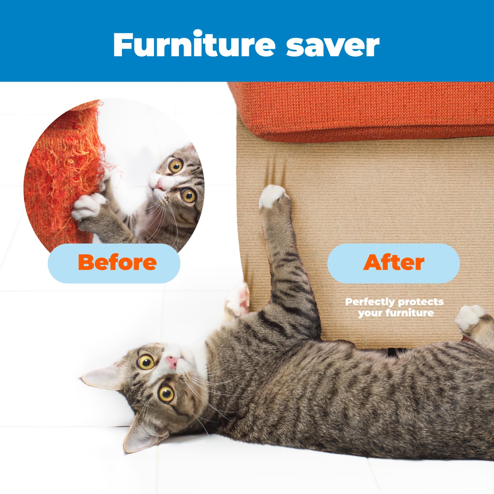 'Sofa-Scratcher Squared' Cat Scratching Post & Couch-Corner/Furniture Protector (Charcoal) - image 2