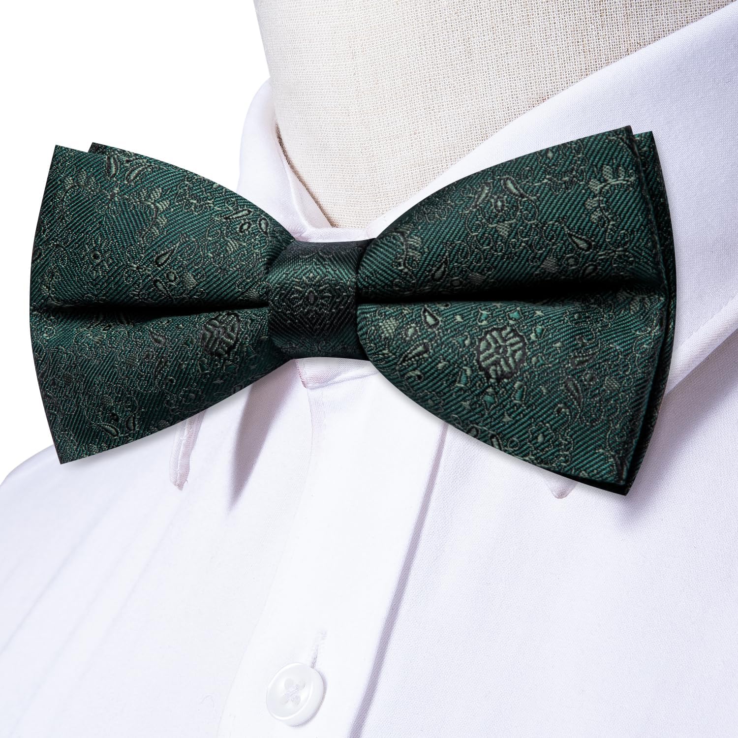 Hi-Tie Bow Ties for Men Pre-Tied Pocket Square with Cufflinks Mens Bowtie Sets for Wedding Formal Party - Image 4