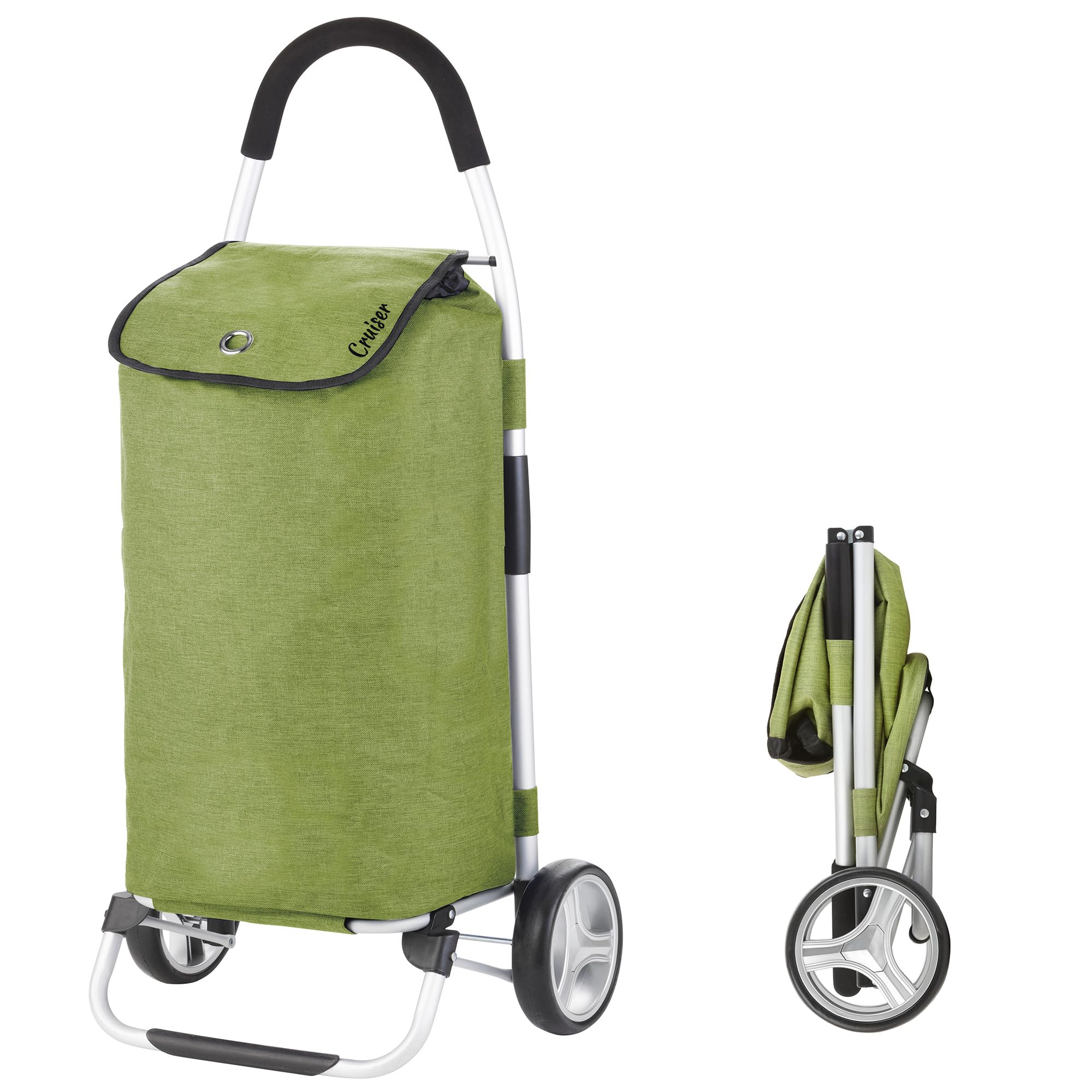Cruiser Pliable Chariot de Course 45L Caddie à 2 Roues Vert