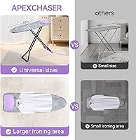 Vista 2 de APEXCHASER Tabla de planchar con soporte para planchar, tabla de hierro compacta y ahorradora de espacio, cubierta extragruesa, altura ajustable