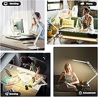 Vista 6 de SKYLEO LED Desk Lamp with Slim Base - Adjustable Swing Arm Desk Light, Dimmable, Timer, Eye Protection, Memory Function, 1300LM, 12W, White