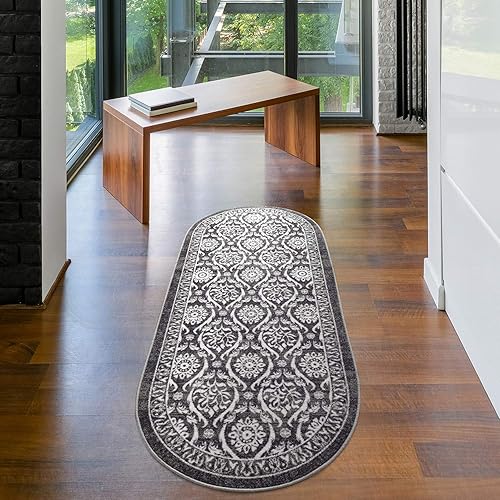 Miniatura 63 de Antep Rugs - Alfombras antideslizantes (antideslizante) 5 x 7 con parte trasera de goma floral geométrica de bajo perfil para interiores