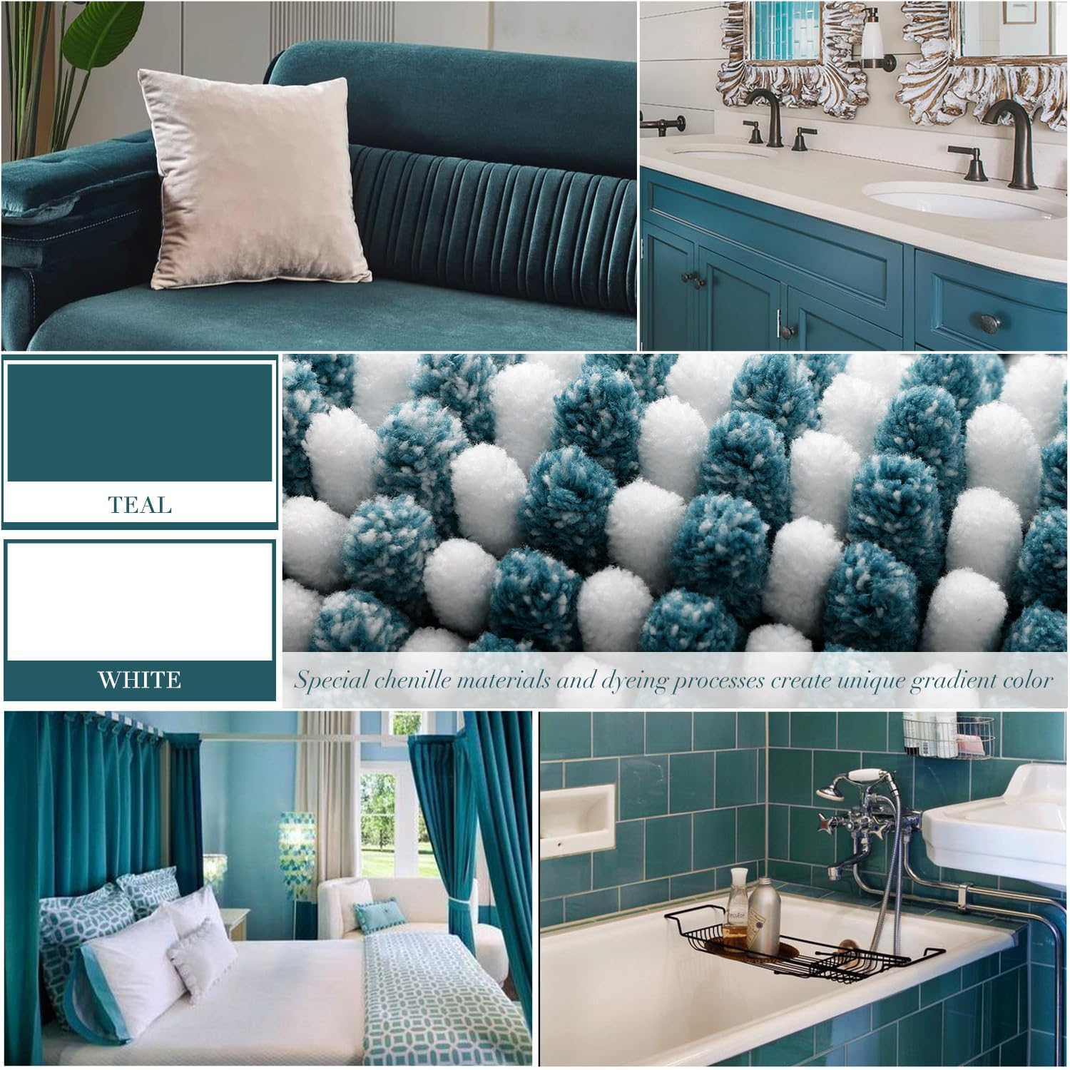 BSICPRO Set di 2 tappeti e tappetini da bagno, in ciniglia, spessi e assorbenti, antiscivolo, morbidi, lavabili in lavatrice (color foglia di tè, 61 x 178 cm più 50,8 x 81,3 cm)