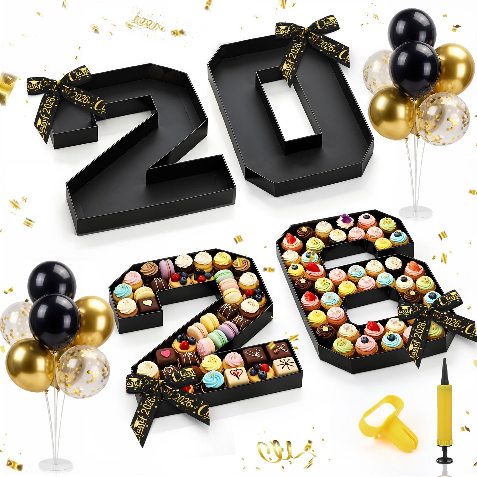 Letras de cartón de graduación 2026, números para charcutería, juego de decoración de fiesta de graduación de 10 pulgadas, bandeja de comida rellenable, letras G, R, A, D, caja reutilizable