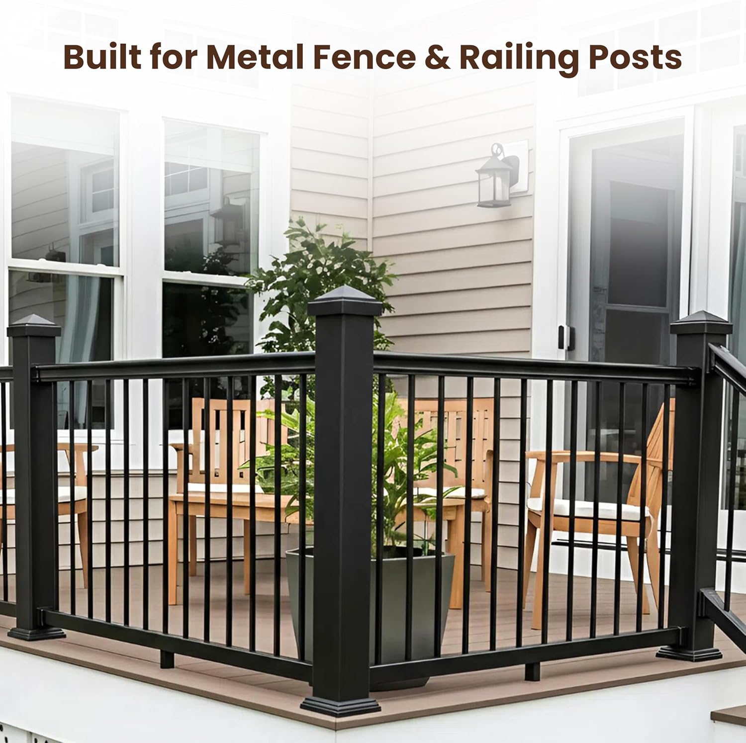 4" x 4" Aluminum Pyramid Post Cap for Metal Posts – Pressure Fit – Powder-Coated Black – Rust-Resistant Fence & Railing Post Cap (1 Pack)