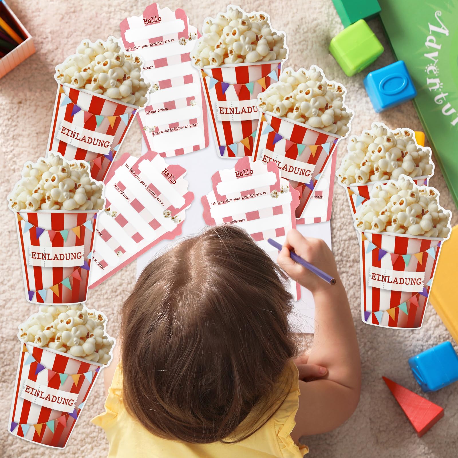 12 biglietti d'invito per l'8° compleanno per bambini, cinema, ottavo compleanno, ragazze, ragazzi cinema