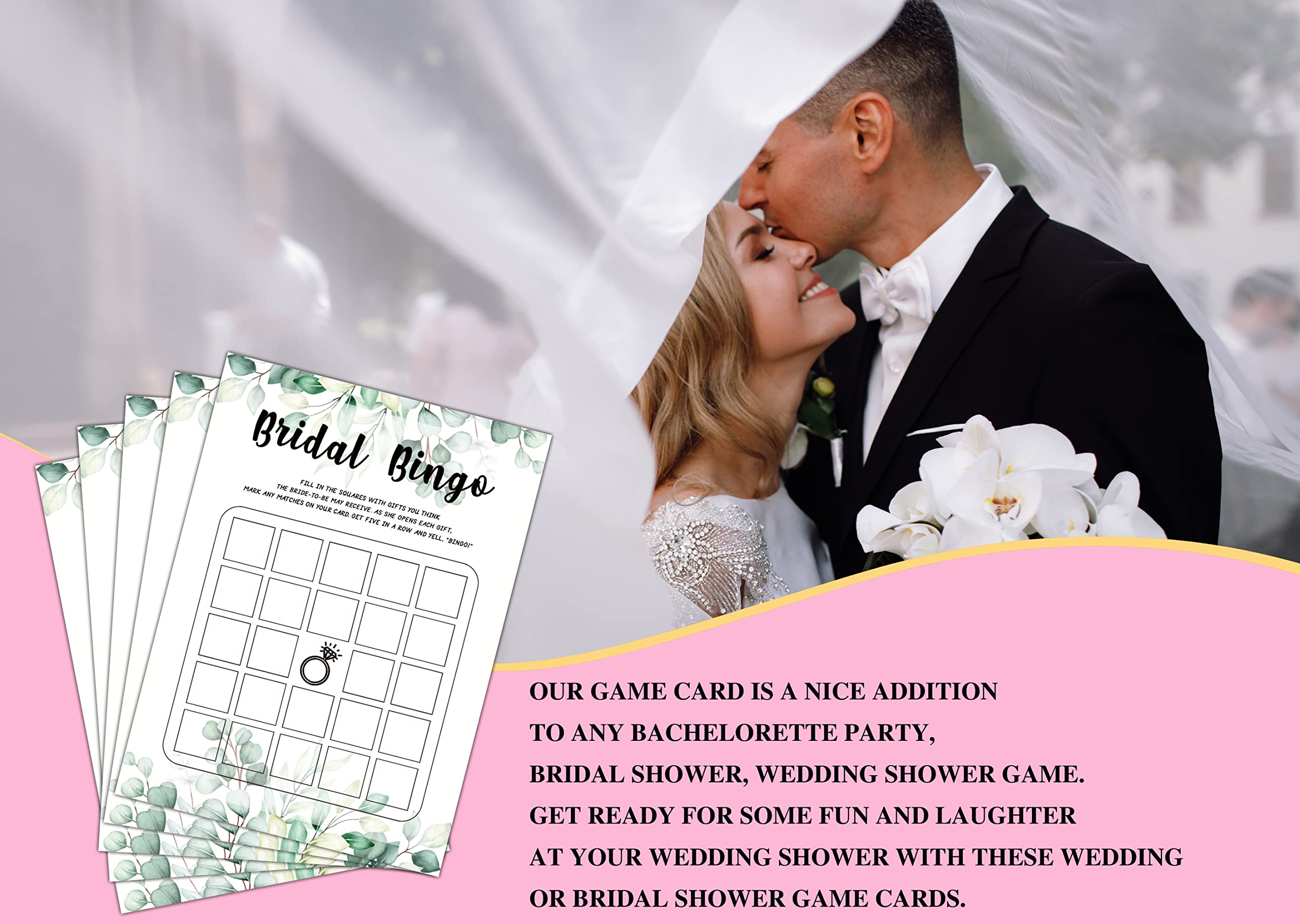Bridal Shower Bingo Game Cards - Pack Of 30, Boho Floral Design For Wedding & Bachelorette Parties (5"x7")