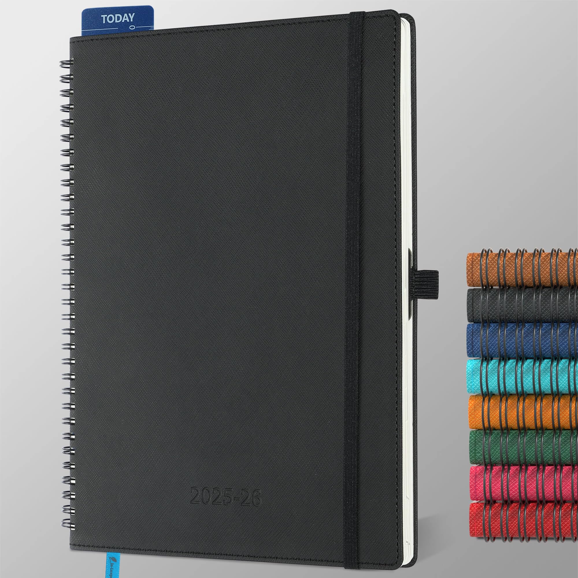 IN-LUXPRO Planner 2025-2026 Daily Weekly and Monthly,11.5"x8.5",18 Months Spiral Bound Calendar Agenda with Self-adhesive Pen Holder,2026 Academic