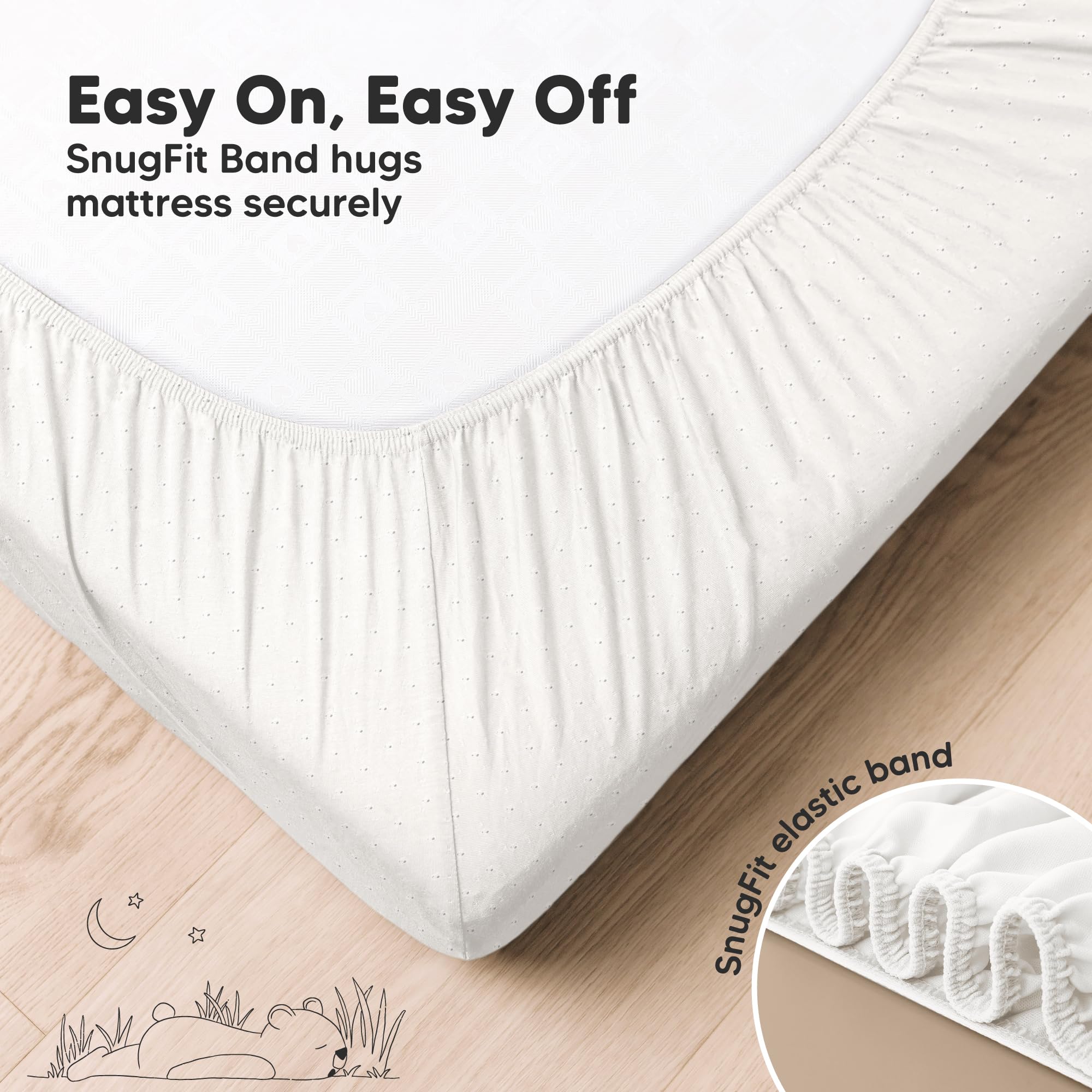 Paquete de 2 sábanas bajeras para cuna para niños, niñas, bebés, algodón de viscosa de bambú suave, 52 x 28 pulgadas, sábanas de colchón estándar para cuna, funda de colchón de cama infantil 4