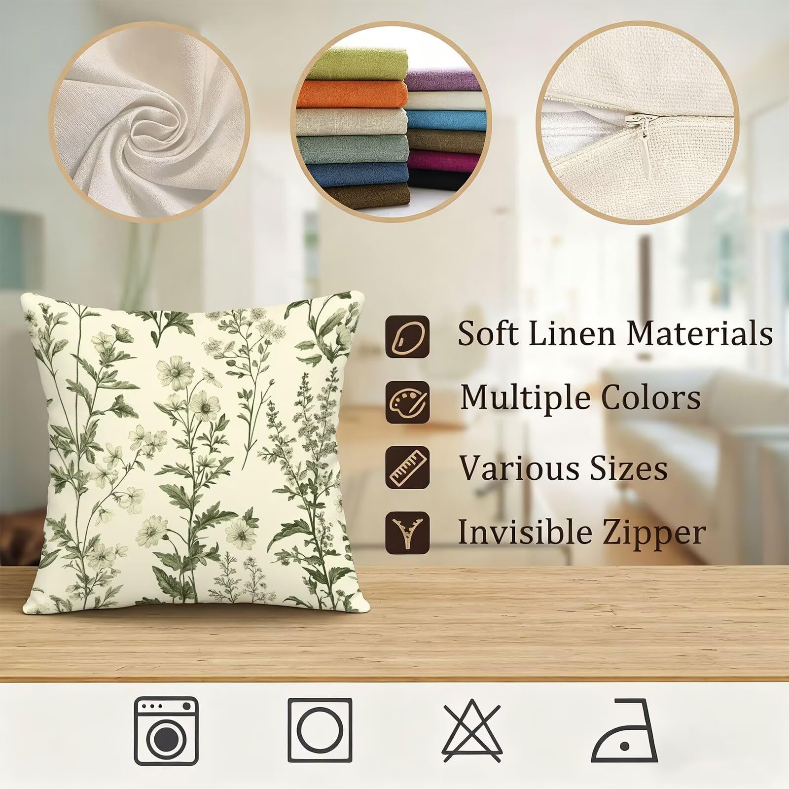 Verde Funda Cojin 60x60 Planta Funda Almohada 60x60 Cojines Sofa Súper Suave Fundas Cojines Decorativos Fundas Almohadas 4 Piezas Almohada Cervicales y Cuello, para Hogar Cama Salon Decoracion E - 603