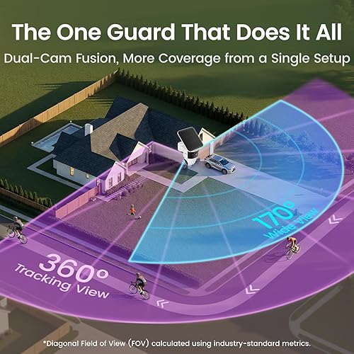 Miniatura 3 de aosu T2 Pro - Cámaras de seguridad solares inalámbricas para exteriores, cámara dual 3K sin punto ciego para el hogar, 170° de ancho + 360° PTZ