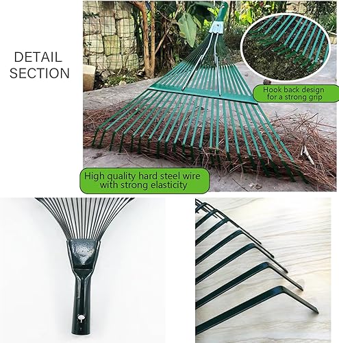 Miniatura 3 de Rastrillo de paisaje, rastrillo de repuesto para césped, rastrillo de jardín, 22 dientes, hoja de abanico de acero para césped, patio, flores,