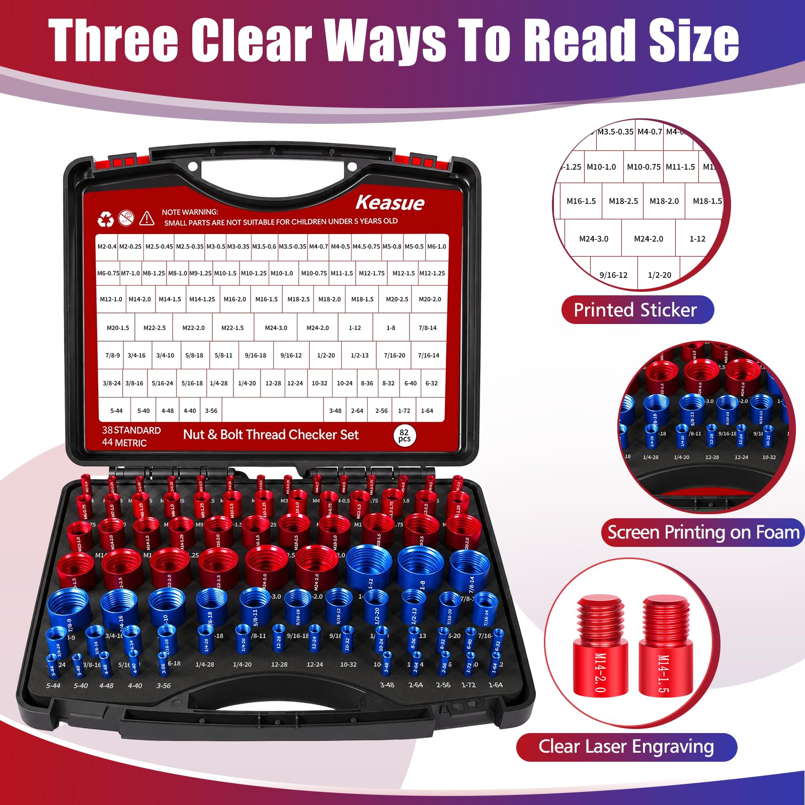 Thread Checker Kit - 82Pcs Nut & Bolt Gauges -3