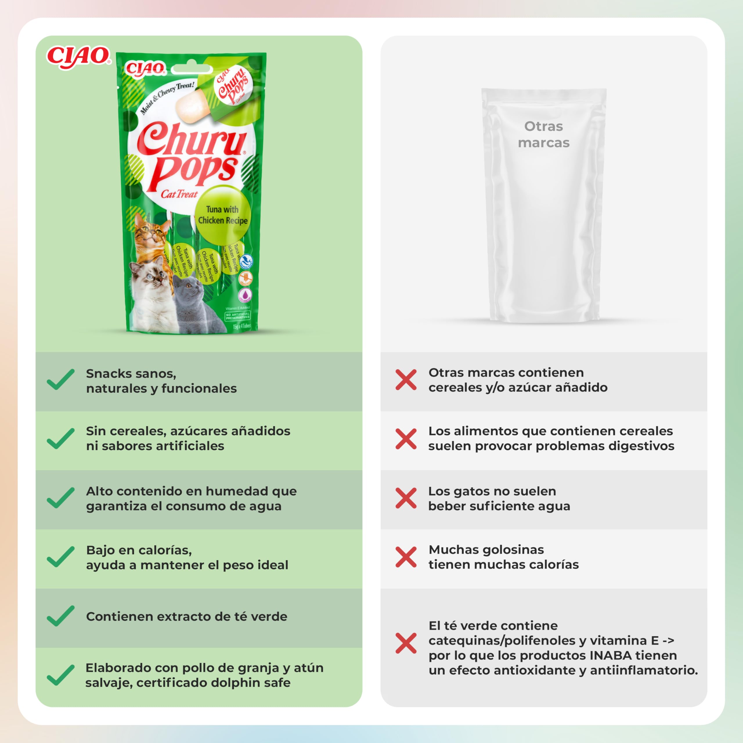 INABA Churu Pops przysmaki dla kotów, zdrowe przekąski, naturalne składniki z tuńczykiem i kurczakiem, 60 g (12 szt.), przekąski dla kotów w jakości premium