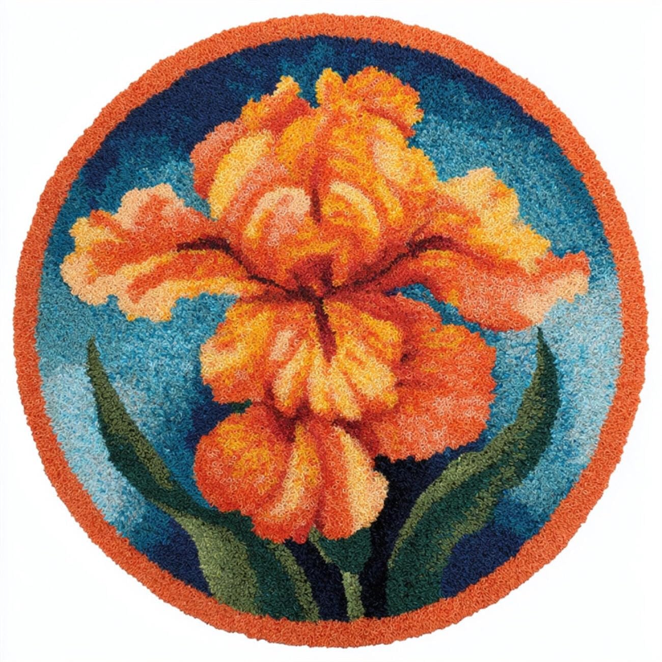 Kitquiver L Atch Hook Carpet Kits Orange Iris 80X80cm