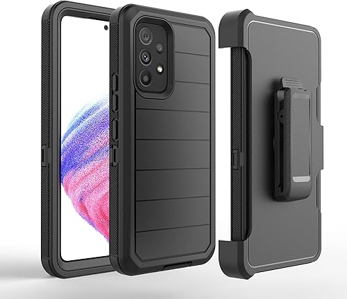 Jackpot Wireless Funda diseñada para Samsung Galaxy A53 5G con protector de pantalla integrado, resistente a prueba de golpes y clip giratorio para