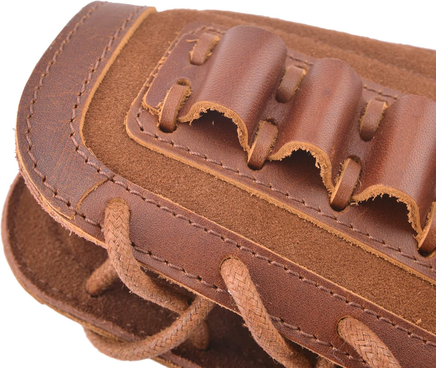 Cowhide Leather Recoil Pad Rifle Buttstock Cheek Rest Pad with Shell Hoder for Left Right Handed