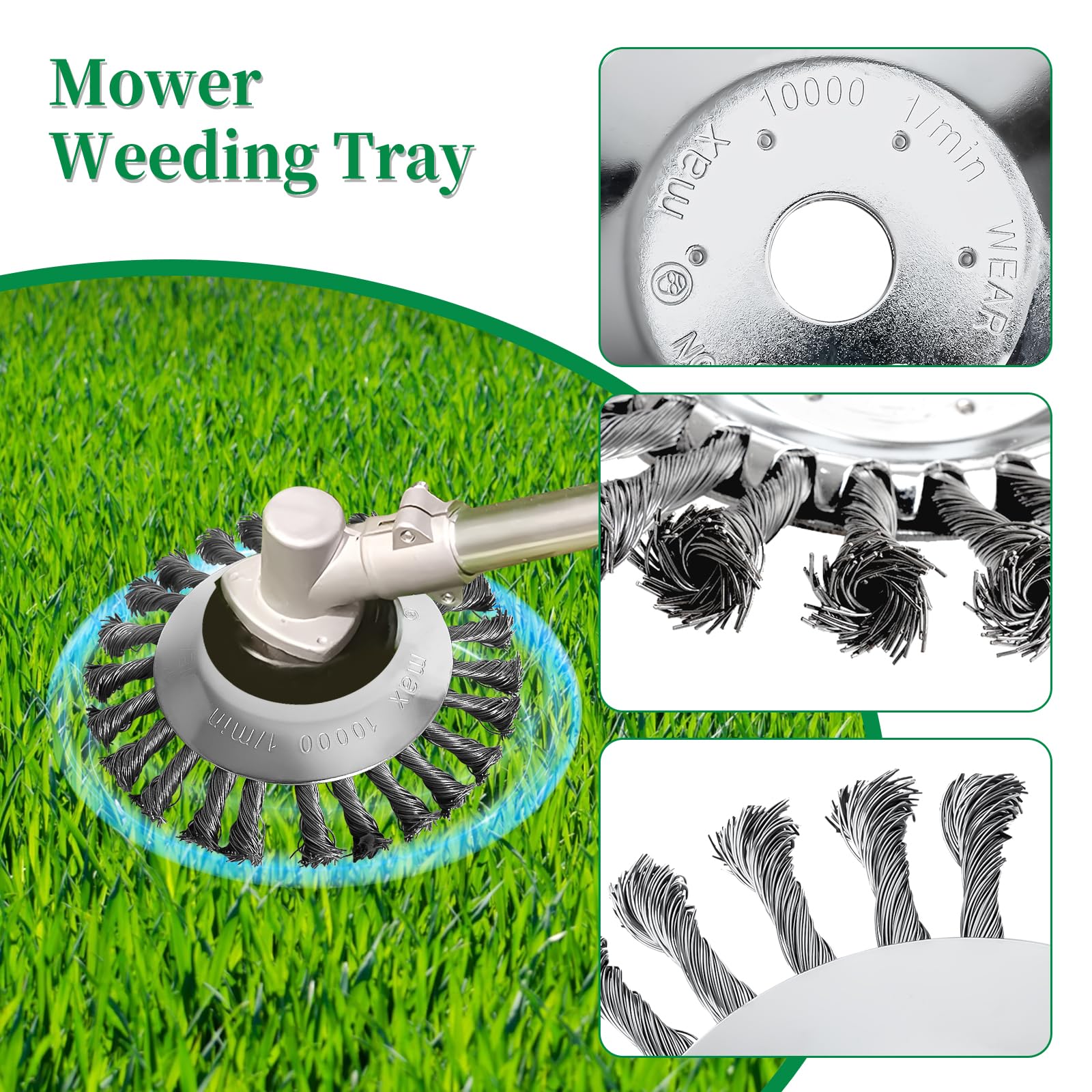 8 Inch Steel Wire Wheel Brush Cutter Head For Weed Eater/Trimmer With Adapter Kit