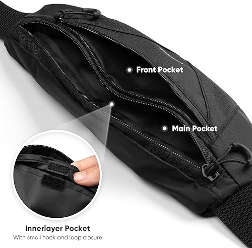 Miniatura 6 de VULKIT Riñonera ligera e informal para mujeres y hombres, bolsa para cinturón al aire libre para liberar tus manos, bolsa de cintura impermeable de