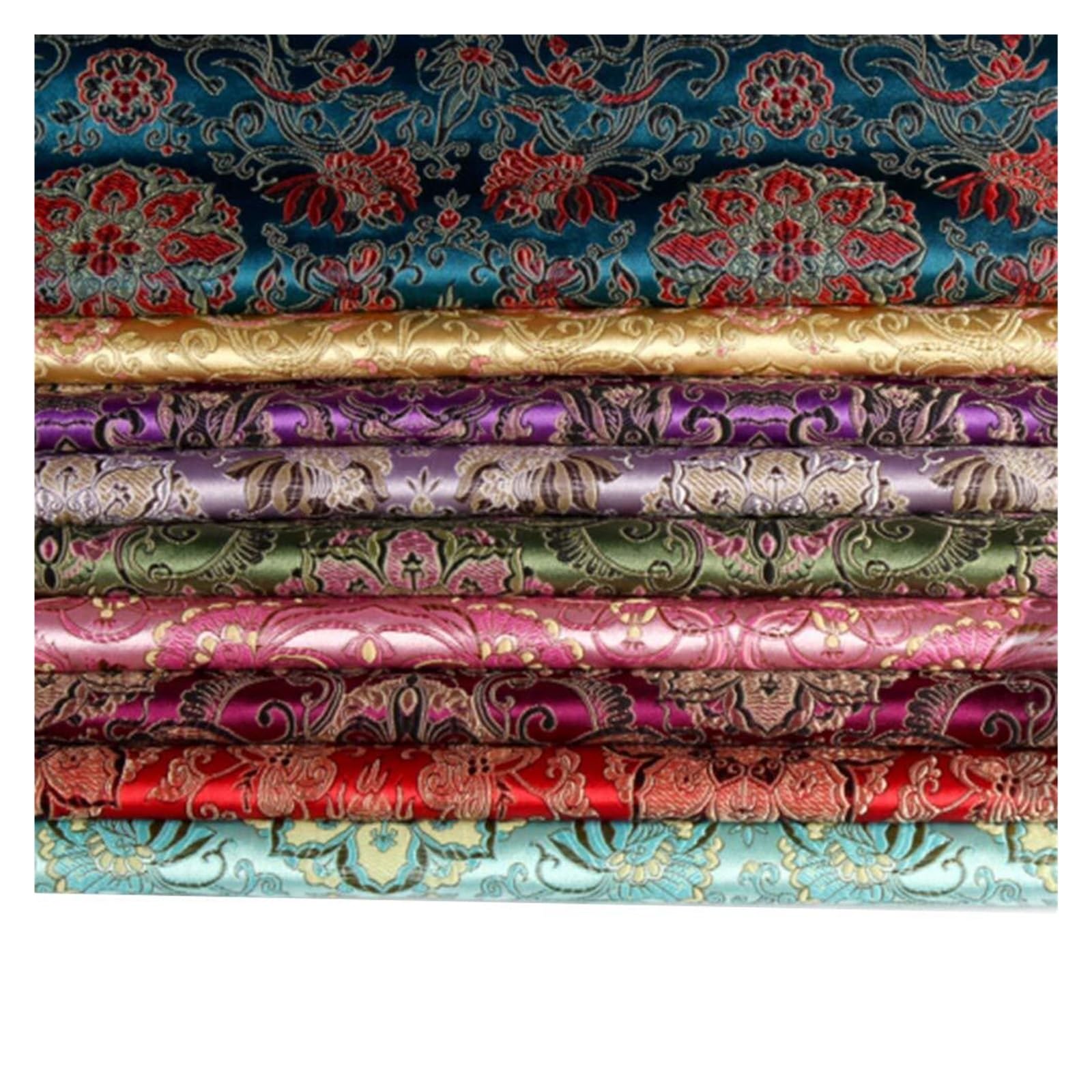 Tessuto da Ricamo Cinese, Broccato di Raso Floreale, Larghezza 75 cm, for Quilting Fai da Te(Dark Blue,100cm)