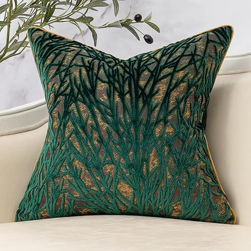 Yangest Green Twigs - Funda de almohada de terciopelo con ramas, funda de cojín neutra para sofá, dormitorio, sala de estar, decoración del hogar,