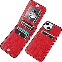 Vista 14 de KIHUWEY Compatible con iPhone 14 Funda Cartera con Soporte para Tarjeta de Crédito, Tapa de Cuero Premium con Cierre Magnético Atril Funda
