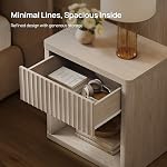 SICOTAS Night Stand Nightstand with Drawer Storage Bed Side Table End Table Large Modern Wood Wide Bedside Stand Mid Century Night Stands for Bedroom Living Room (White Alder, 1 Piece)