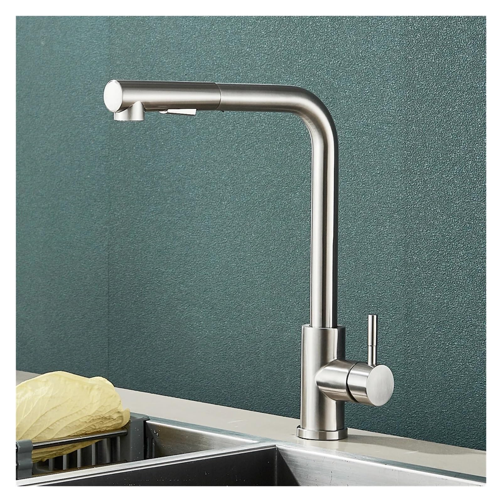 Mitigeur évier noir extractible eau chaude et froide en inox SUS304 pour cuisine moderne