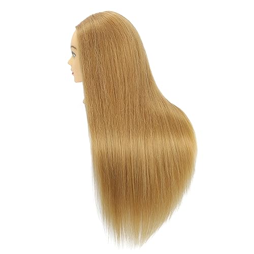 Miniatura 3 de FUGUIRENHAIR - Cabezal de maniquí de 30 pulgadas 15  cabello humano cabeza de entrenamiento cabeza de muñeca de cosmetología con soporte de