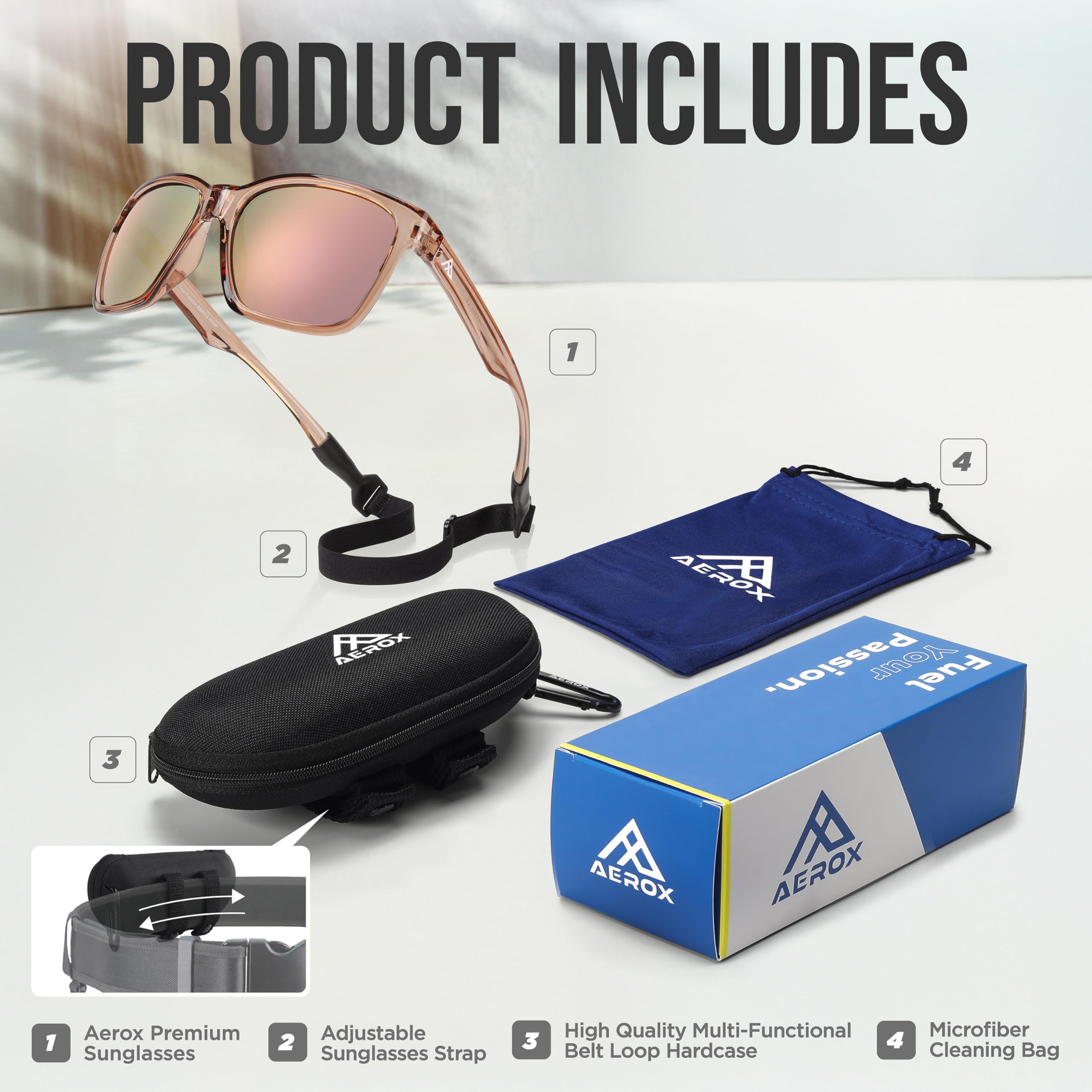 AEROX Big Fit Occhiali da sole polarizzati per corsa, ciclismo, golf, guida, occhiali sportivi, protezione UV per uomini e donne