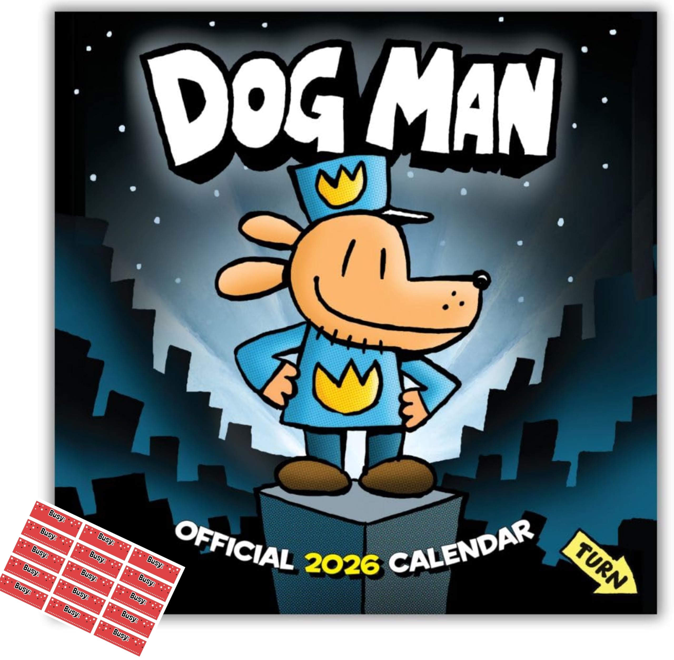 Dog Man Official 2026 Wall Calendar, Square Wall Hanging Format with FREE Organsing Stickers Included