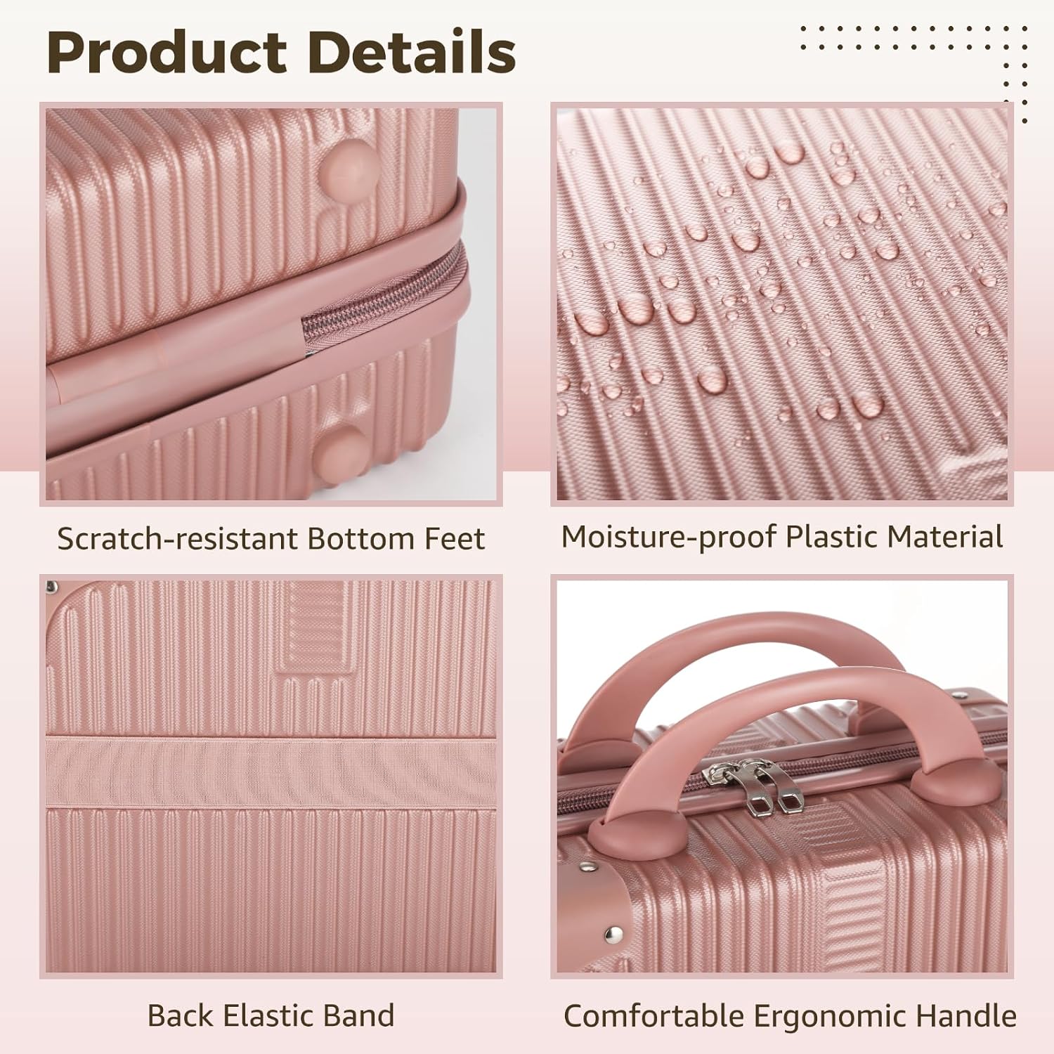 14 Inch Mini Suitcase Makeup Travel Case, Portable Hard Shell Cosmetic Case with Elastic Band for Women, Small Hand Luggage for Travel Business Trip Camping