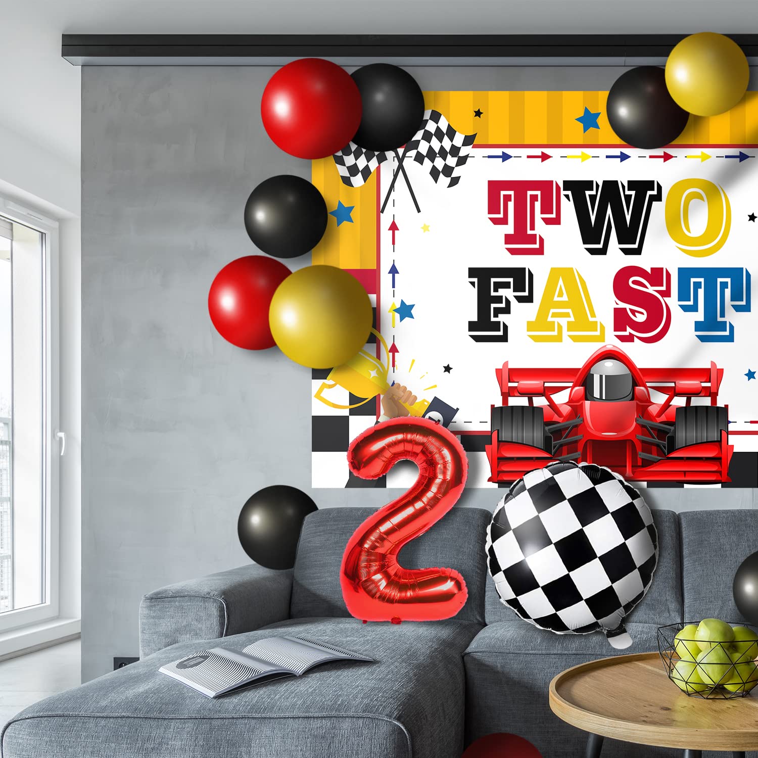 SNLN 151Pcs Two Fast Birthday Decor Race Car Birthday Party Decorations, Race Car 5 thumbnail image