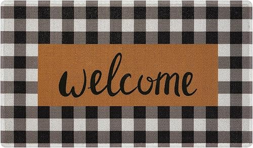 UINI Tapete de bienvenida para interiores y exteriores, resistente a cuadros, tapete de bienvenida para puerta delantera, antideslizante, duradero,