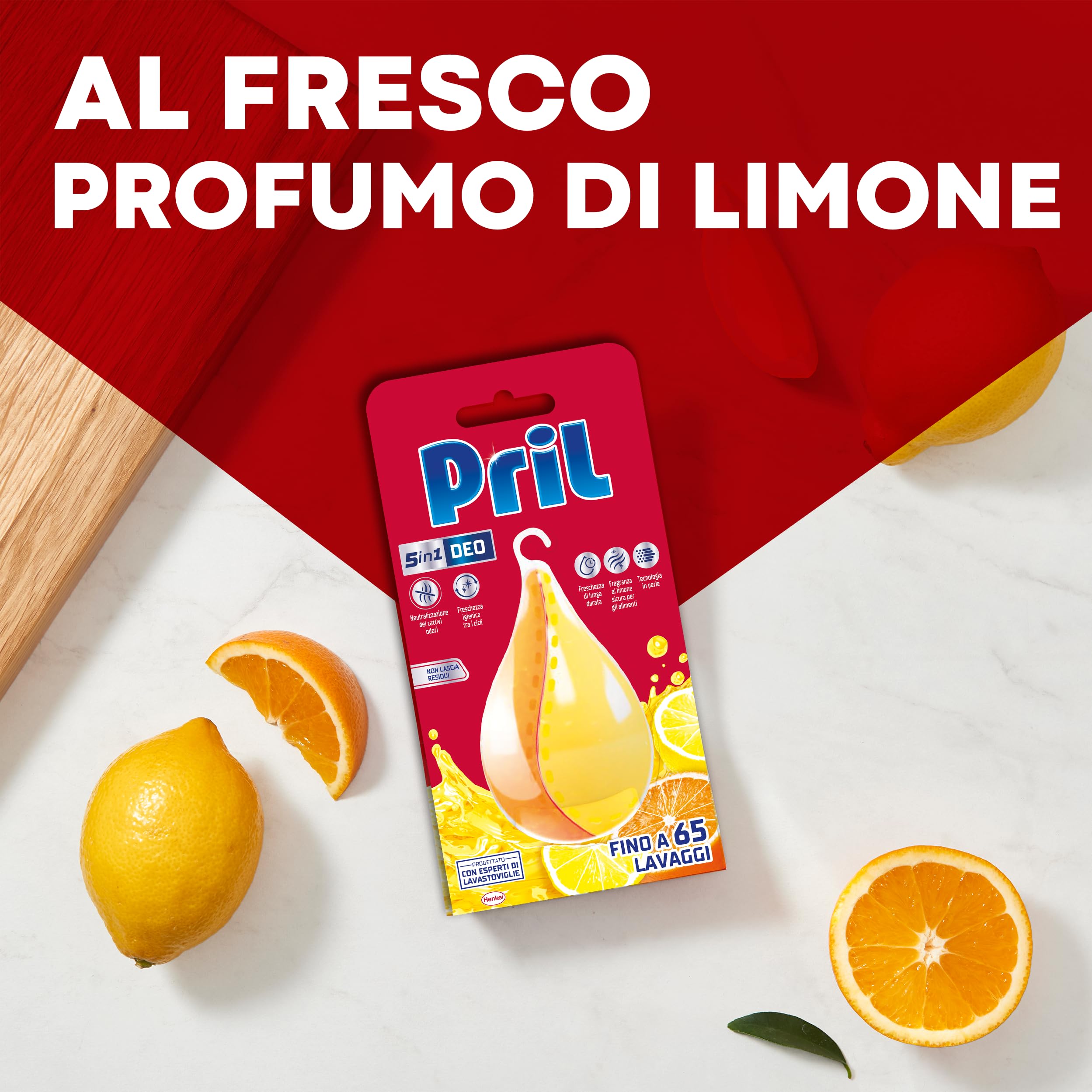 Pril 5in1 Deo Pearl profumatore per Lavastoviglie (8 confezioni da 65 lavaggi), Profumatore al Limone e Neutralizzatore di Odori, Profumatore per Lavastoviglie con Fragranza al Limone