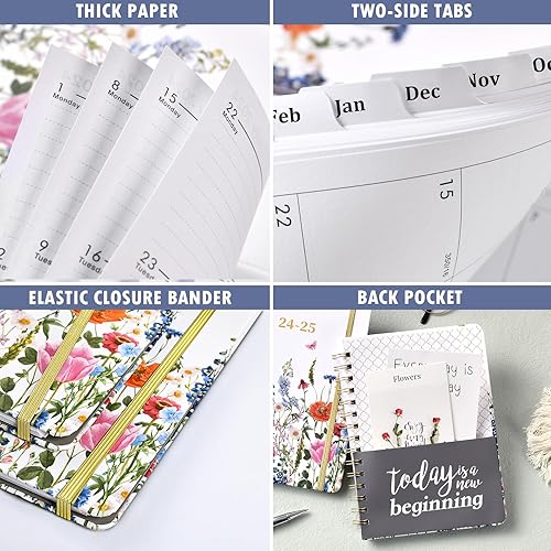 Miniatura 6 de Agenda 2024-2025 - Agenda 2024-2025 - Agenda semanal y mensual con pestañas, 6.3 x 8.4 pulgadas, tapa dura con bolsillo trasero, papel grueso +