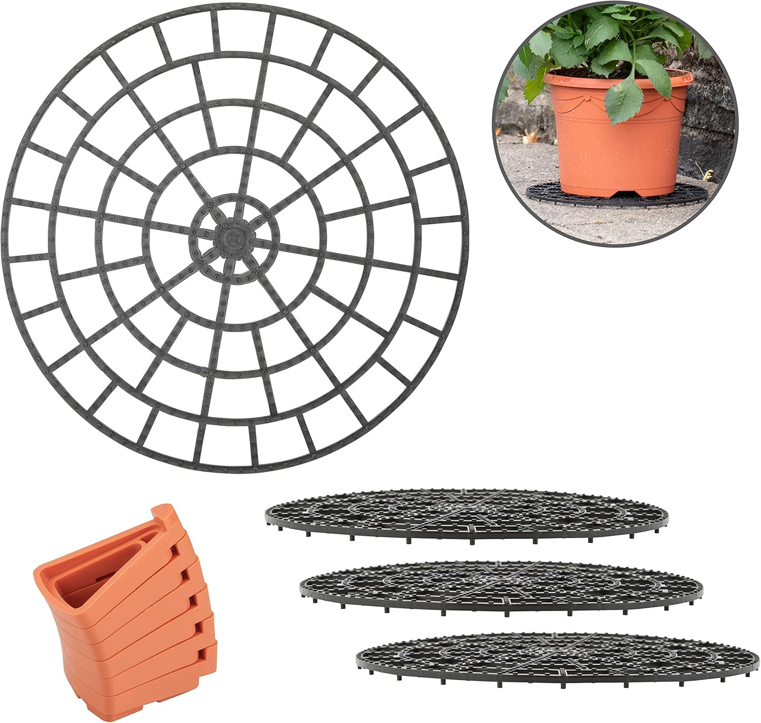 HERRUT Plant Floor Protectors 4 Pack Lift Pot Off Surface to Reduce