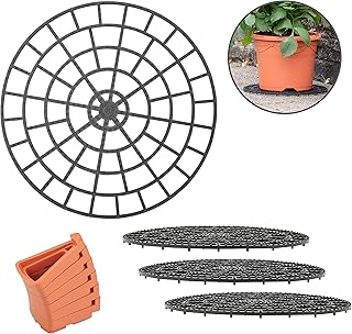 Sponsored Ad - HERRUT Plant Floor Protectors - 4 Pack - Lift Pot Off Surface to Reduce Stains and Improve Drainage - Compl...