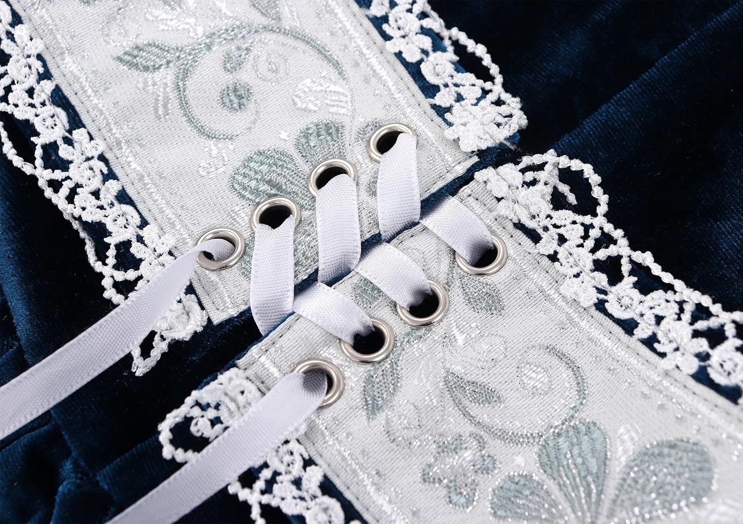 Medieval Princess Dress Women Blue Velvet Maxi Renaissance Fantasy Elf Costume - Image 6